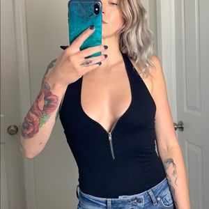 Black halter Body Suit